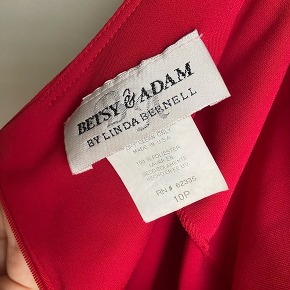 Vintage Betsy & Adam Red Rhinestone Full Length Formal Dress Open back - Picture 8 of 15